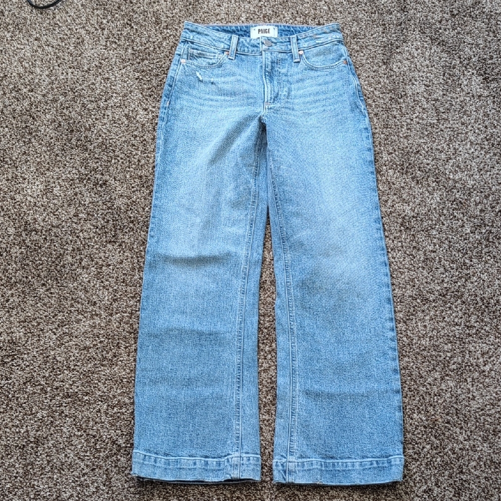 PAIGE Leenah Ankle Wide Leg Jeans Size 23 Women's Light Blue